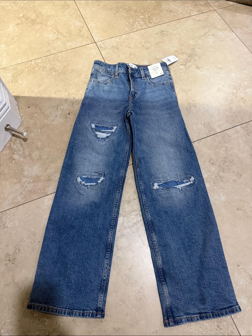 abercrombie kids medium blue denim wide leg jeans